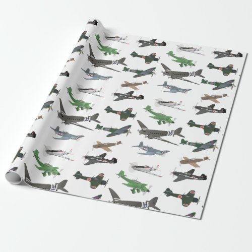 Multiple WW2 Airplanes Pattern Wrapping Paper