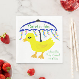 Multiples Cute Yellow Ducky Baby Shower Umbrella Paper Napkins
