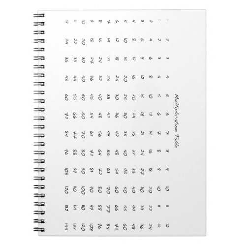Multiplication Table Notebook