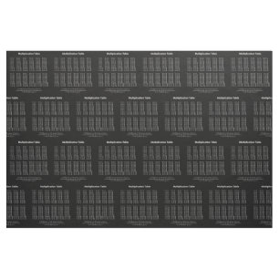 Multiplication Table White Text On Dark Fabric