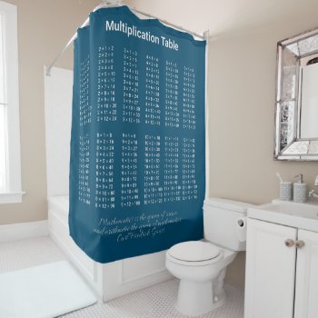 Multiplication Table White Text On Dark Shower Curtain by DigitalSolutions2u at Zazzle