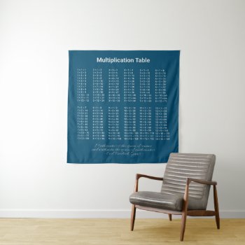 Multiplication Table White Text On Dark Tapestry by DigitalSolutions2u at Zazzle