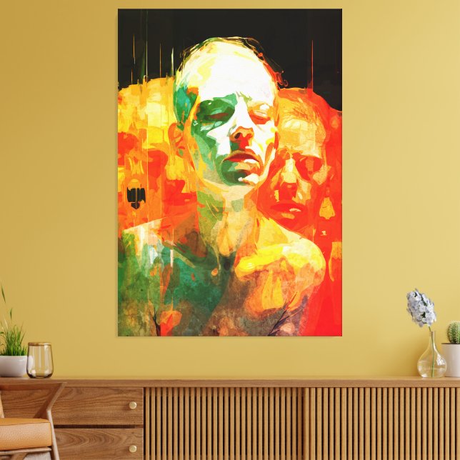 Multiplicity of Mind Abstract Emotional Portrait Canvas Print (Insitu(LivingRoom))