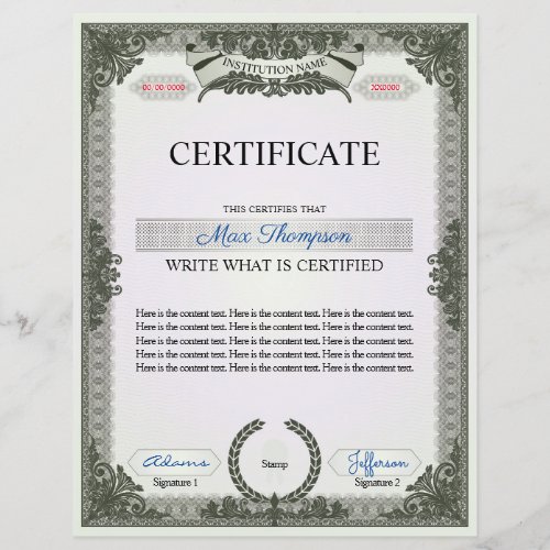 Multipurpose Certificate
