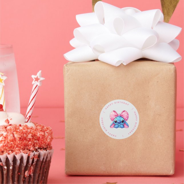 Multipurpose circles Canva Stitch pink Classic Round Sticker (Party)