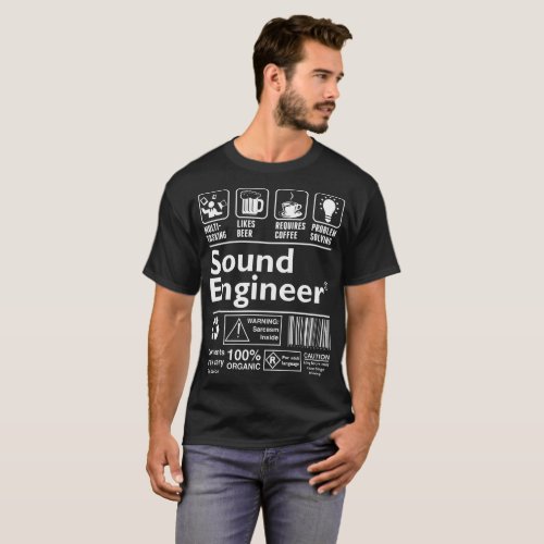 Multitasking Likes Beer Coffee Sound Engineer T_Shirt