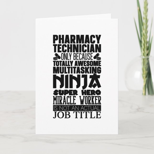 Multitasking Ninja Hero Pharmacist Pharmacy Tech Card (Front)