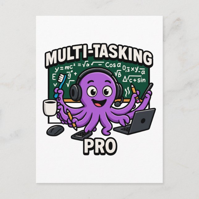 Multitasking Octopus Classroom Learner Pro Holiday Postcard (Front)