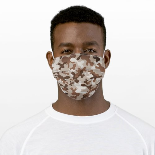 Multitone brown camouflage pattern adult cloth face mask