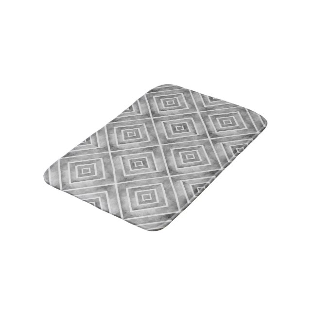 Multitone gray abstract  retro watercolor pattern bath mat (Angled)