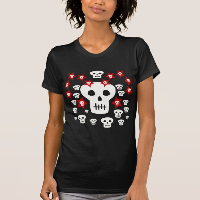 Multitude of Skulls With Weird Stars (Dark Items) T-Shirt (Front)
