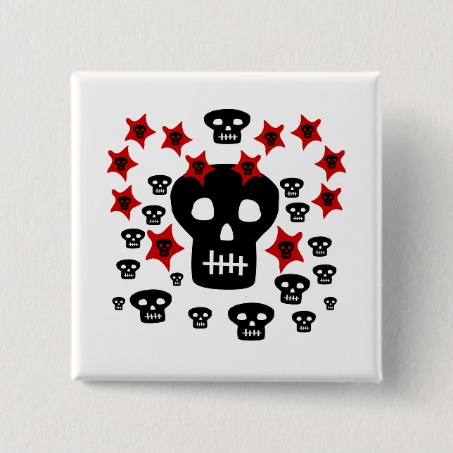 Multitude of Skulls With Weird Stars Pinback Button (Front)