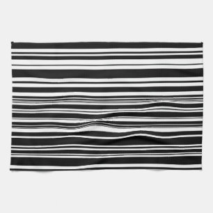 Multitudes of Uneven Black and White Stripes Towel