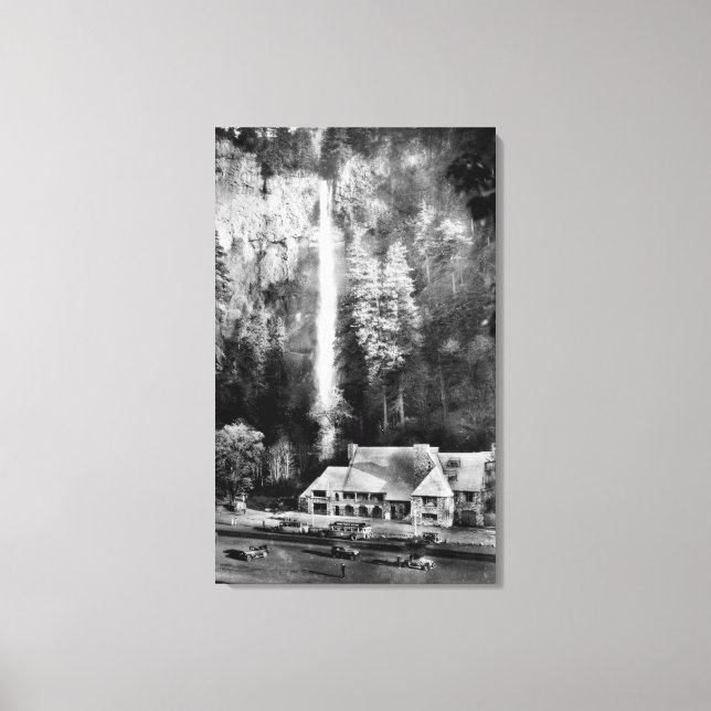 Multnomah Falls and Lodge Photograph Canvas Print (Front)
