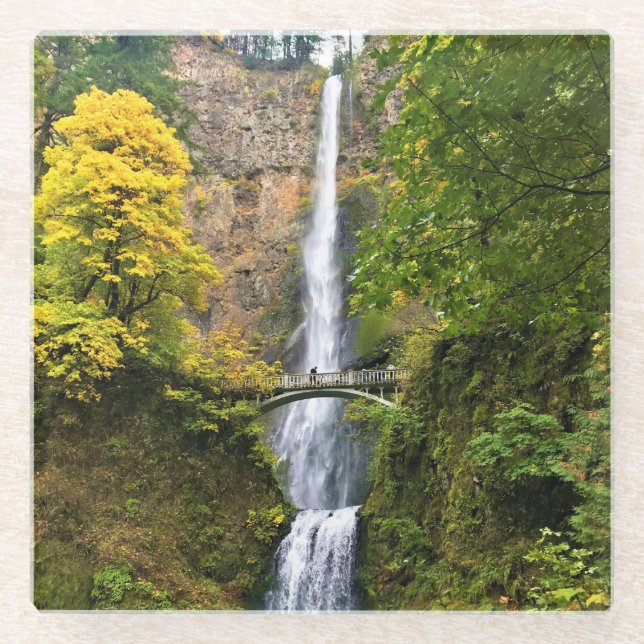 Multnomah Falls, Columbia River Gorge, Oregon Glass Coaster (Front)