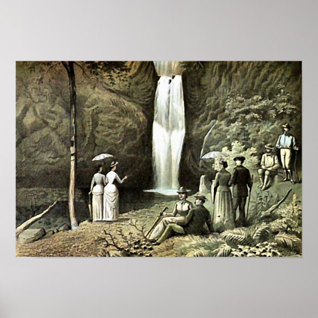 Multnomah Falls Corbett Oregon Edwardian Wall Art (Front)
