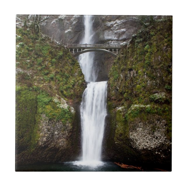 Multnomah Falls in the Columbia Gorge Ceramic Tile (Front)