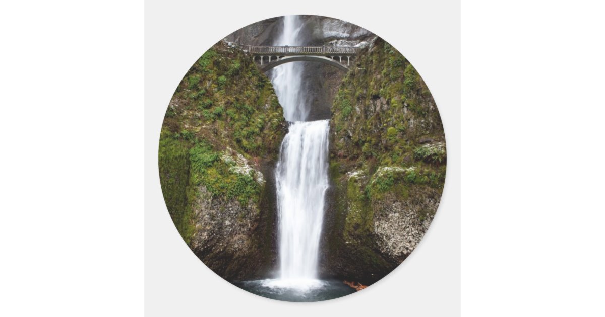 Multnomah Falls in the Columbia Gorge Classic Round Sticker | Zazzle