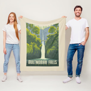 Multnomah Falls Oregon Fleece Blanket