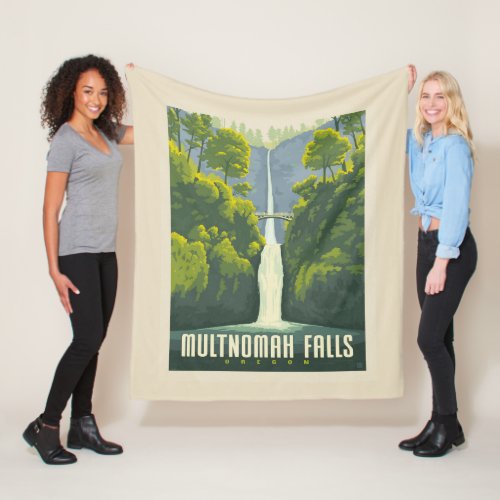 Multnomah Falls  Oregon Fleece Blanket