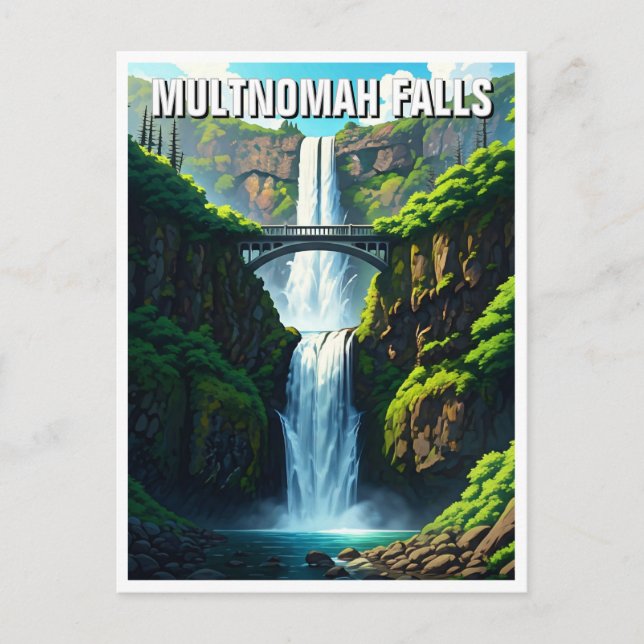 Multnomah falls oregon postcard (Front)