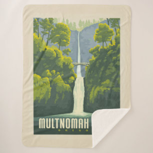 Multnomah Falls Oregon Sherpa Blanket