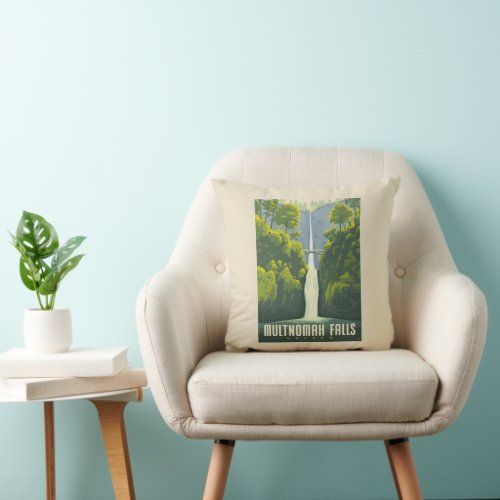 Multnomah Falls  Oregon Throw Pillow