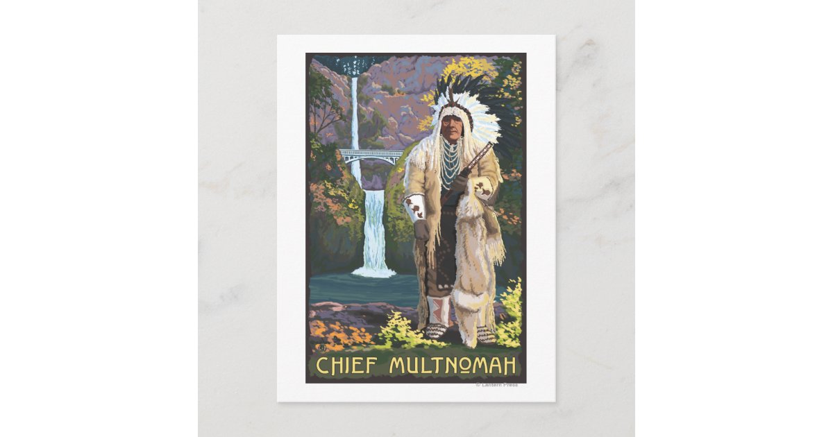 Multnomah Falls, OregonChief Multnomah Postcard | Zazzle