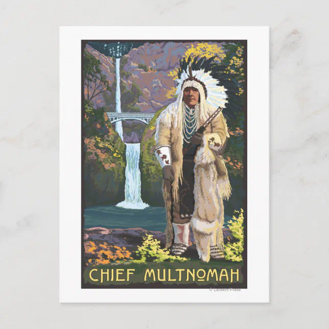 Multnomah Falls, OregonChief Multnomah Postcard | Zazzle