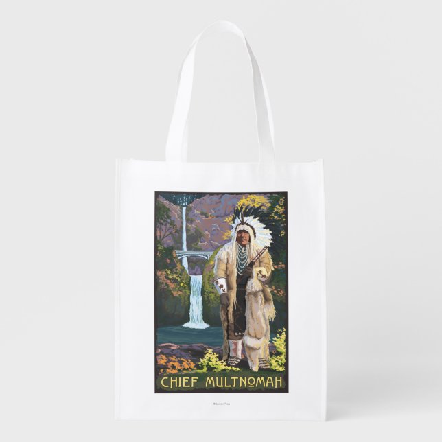 Multnomah Falls, OregonChief Multnomah Reusable Grocery Bag (Front)