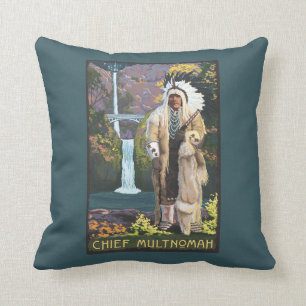 Multnomah Falls, OregonChief Multnomah Throw Pillow