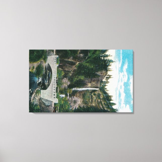 Multnomah Falls with Benson and Highway Bridges Canvas Print (Front)