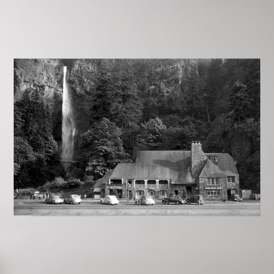 Multnomah Lodge And Falls Photograph Poster Zazzle