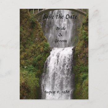 Multomah Falls With Bridge Wedding Announcement Postcard by ChristyWyoming at Zazzle