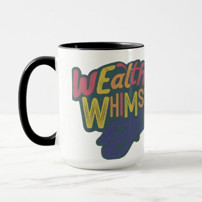 Multy color "wealthy Whimsy"letter design Mug (Left)