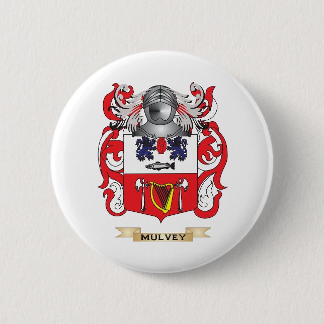Mulvey Coat of Arms (Family Crest) Pinback Button (Front)