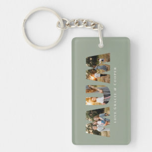 Mum 3 photo modern elegant sage green mothers day keychain