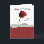 Mum 77th Birthday Red Rose Card<br><div class="desc">A beautiful red rose with a ribbon around its stem is featured on this card’s cover. Now if you want to send heartfelt 77th birthday greetings to your mum then this card is next to none. Probably the best card to greet her. (The ribbon is printed only and not real)...</div>