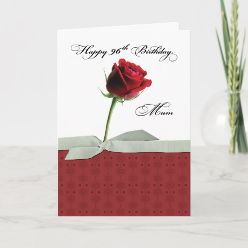 Mum 96th Birthday Red Rose Card
