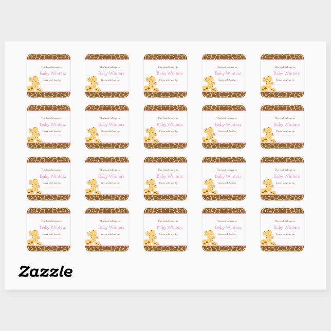 Mum and Baby Giraffe Shower Bookplate (Sheet)