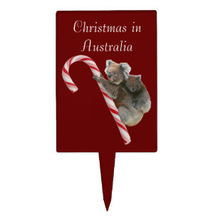 Mum and Joey Koala Candy Cane Christmas Cake Topper