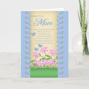 mum birthday card flowers and butterflies
