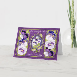 Mum Birthday Card With Butterflies And Pansies