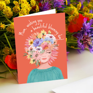Mum   Blooming Wildflower Lady Happy Mother's Day Holiday Card
