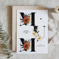 MUM Boho Flowers Black Happy Mother's Day
