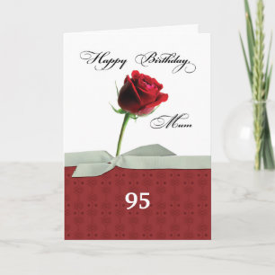 Mum Customizable Age 95th Birthday Red Rose Card