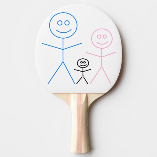 Mum Dad  Baby in diaper stick people drawing Ping Pong Paddle