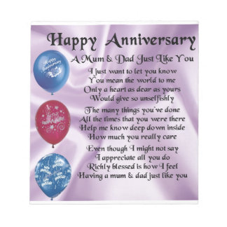 Dad Wedding Notepads Zazzle Mum Dad Hy Anniversary Lilac Notepad