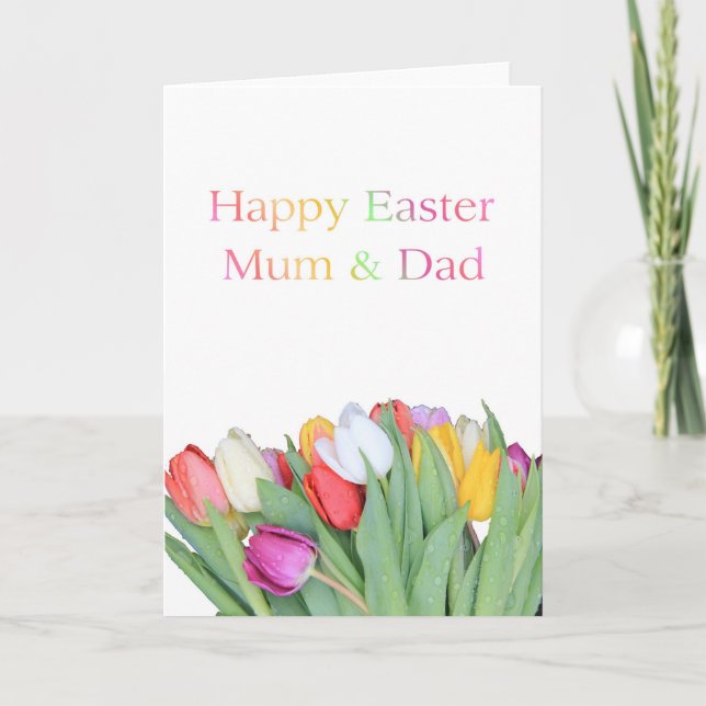 Mum & Dad Happy Easter Tulip card (Front)