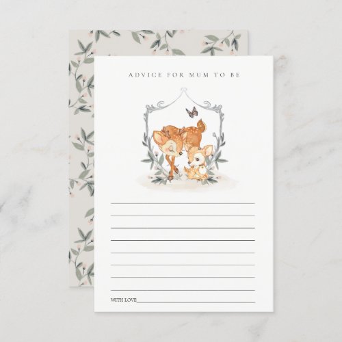 Mum Deer Fawn Floral Advice for Mum Baby Shower Enclosure Card